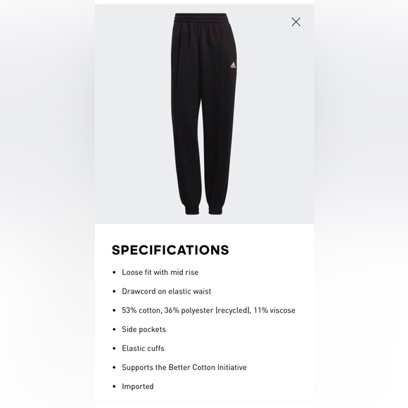 Adidas Essential Studio Fleece Pants NWT Sz. L - Picture 4 of 4